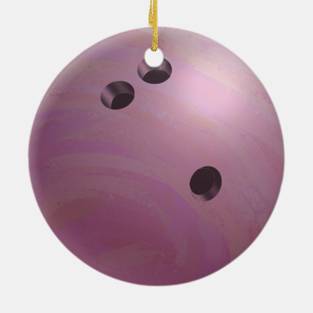 Bowling Ball Pink Ceramic Tree Decoration (Back)