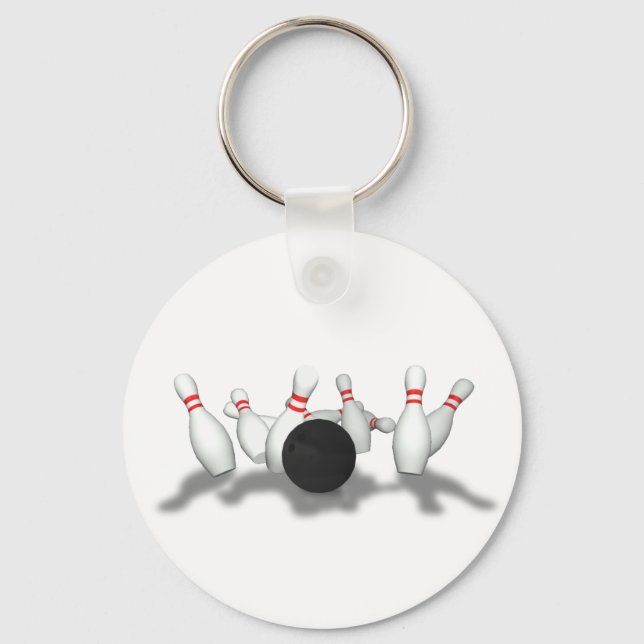 Bowling Ball & Pins: 3D Model: Key Ring (Front)