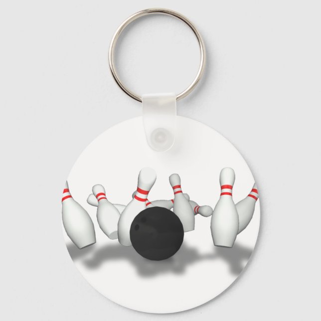 Bowling Ball & Pins: 3D Model: Key Ring (Front)