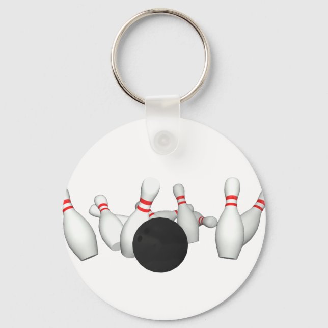 Bowling Ball & Pins: 3D Model: Key Ring (Front)