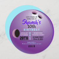 BOWLING BALL ROUND Birthday Party Invitation