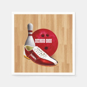 Bowling Ball Shoe And Pin With Your Custom Name Napkin