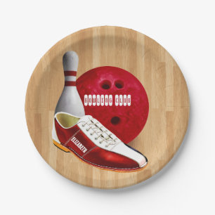 Bowling Ball Shoe And Pin With Your Custom Name Paper Plate