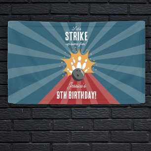 Bowling Ball Strike Up Some Fun Kids Birthday  Banner