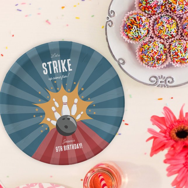 Bowling Ball Strike Up Some Fun Kids Birthday  Paper Plate (Bowling Ball Strike Up Some Fun Kids Birthday Paper Plates)