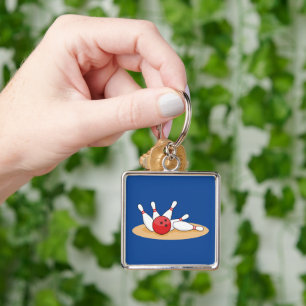 Bowling Ball Striking Skittles Key Ring