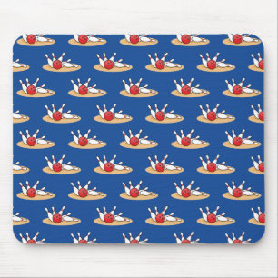 Bowling Ball Striking Skittles Pattern Mouse Pad