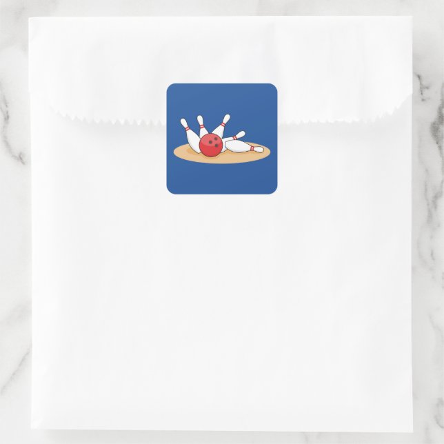 Bowling Ball Striking Skittles Square Sticker (Bag)