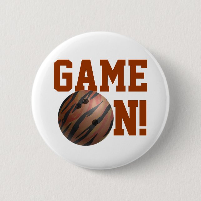 Bowling Ball Tiger Orange 6 Cm Round Badge (Front)