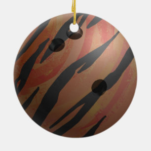 Bowling Ball Tiger Orange Ceramic Tree Decoration