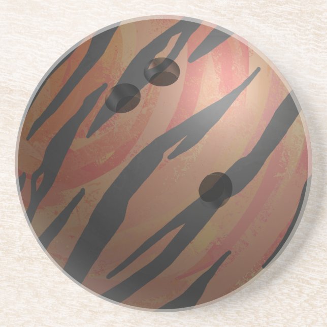 Bowling Ball Tiger Orange Coaster (Front)