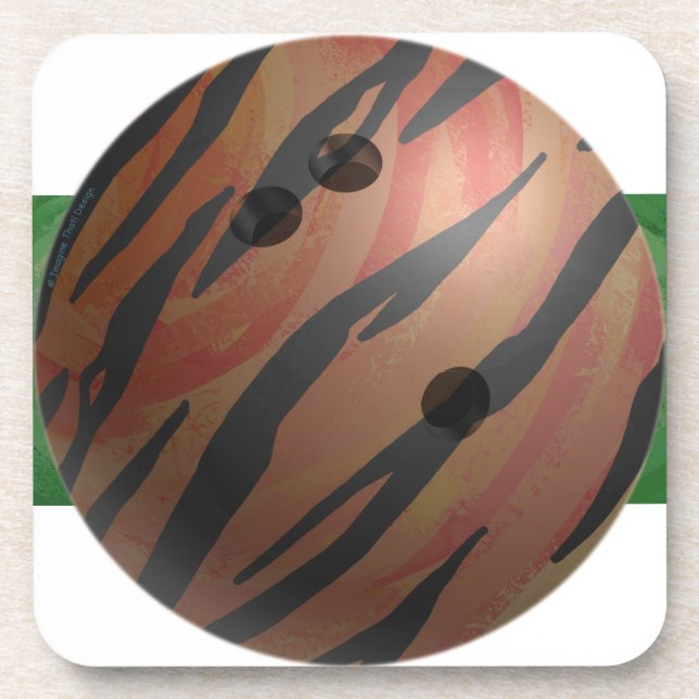 Bowling Ball Tiger Orange Coaster (Front)