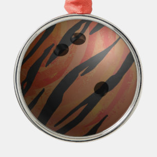 Bowling Ball Tiger Orange Metal Tree Decoration