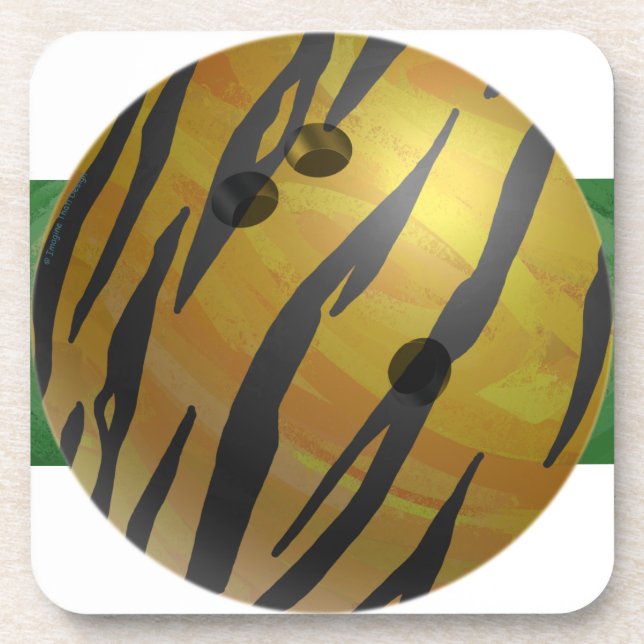 Bowling Ball Tiger Yellow Coaster (Front)