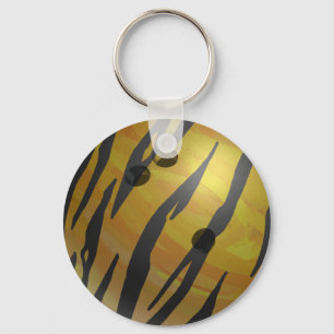 Bowling Ball Tiger Yellow Key Ring