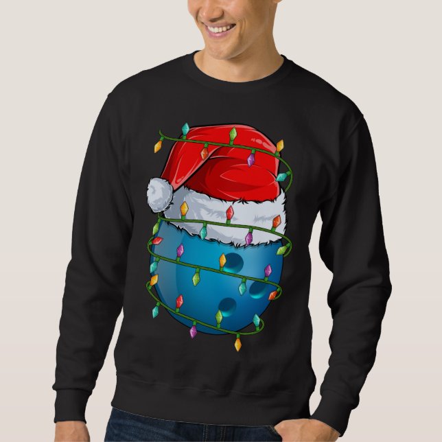 Bowling Ball Xmas Lighting Santa Hat Bowling Ball  Sweatshirt (Front)