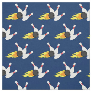 Bowling Balls and Flaming Pins Sports Fabric