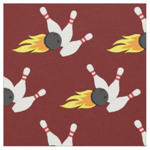 Bowling Balls and Flaming Pins Sports Fabric