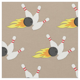 Bowling Balls and Flaming Pins Sports Fabric