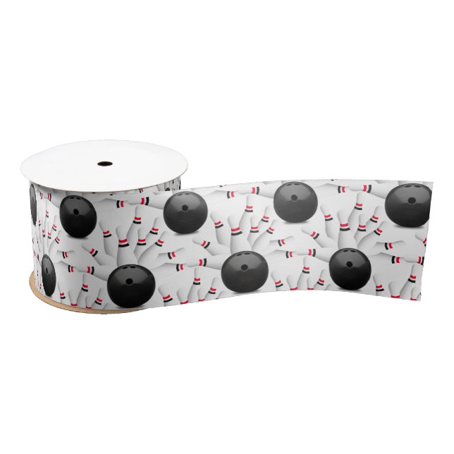 Bowling Balls and Pins Satin Ribbon (Spool)