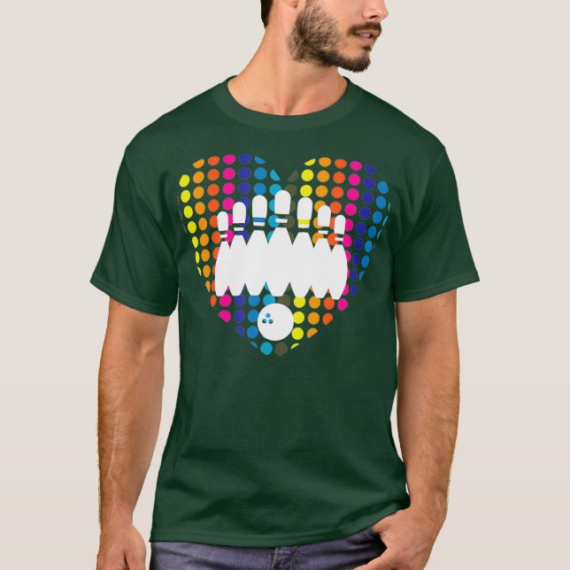 bowling balls cute heart bowlers disco bowling T-Shirt (Front)