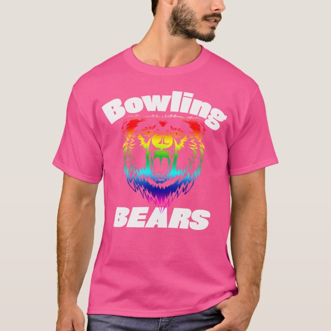 Bowling Bears Gay Rainbow Matching Team Bowling T-Shirt (Front)