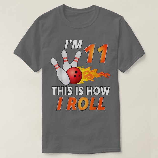 Bowling Birthday 11 Year Old Boy Tee Funny Bowler  (Design Front)
