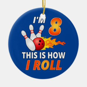 Bowling Birthday 8 Year Old Boy Funny Bowler Girl Ceramic Tree Decoration