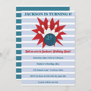 Bowling Birthday Invitation