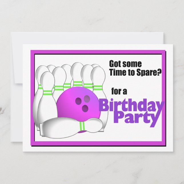 Bowling Birthday Invitation (Front)