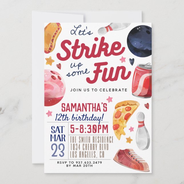 Bowling Birthday Invitation (Front)