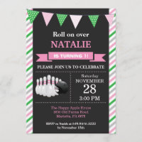 Bowling Birthday Invitation 1st Birthday Party