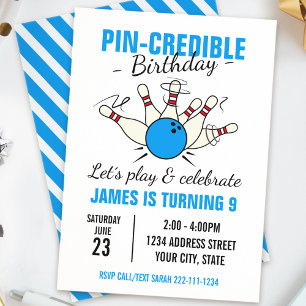 Bowling birthday invitation for boys