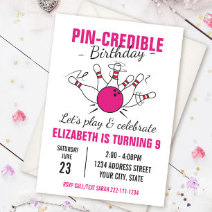 Bowling birthday invitation for girls