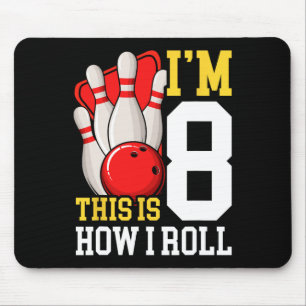 Bowling Birthday Party 8 Years Old 8th Kids Boys G Mouse Pad
