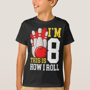 Bowling Birthday Party 8 Years Old 8th Kids Boys G T-Shirt