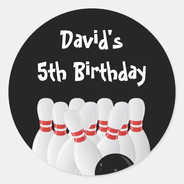 Bowling Birthday Party Favour Labels (Front)