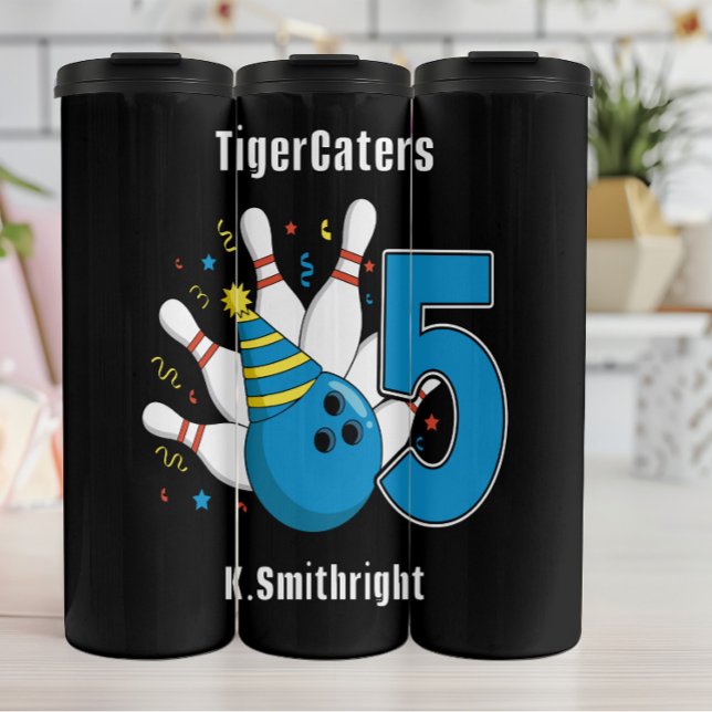 Bowling Birthday Party Graphic Thermal Tumbler (Creator Uploaded)