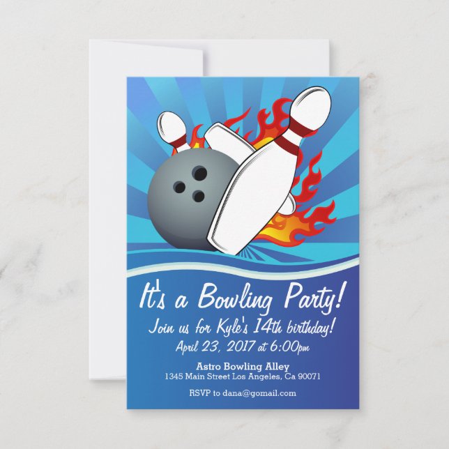 Bowling Birthday Party Invitation (Front)
