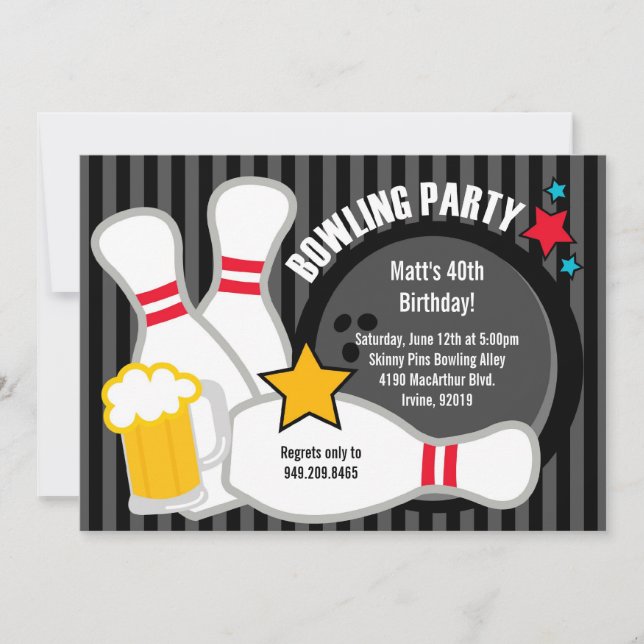Bowling Birthday Party Invitation (Front)