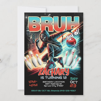 Bowling Birthday Party Invitation