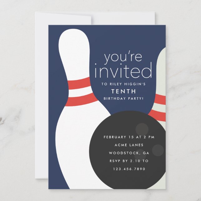 Bowling Birthday Party Invitation (Front)