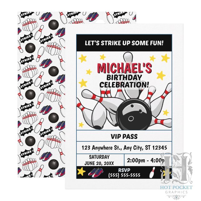 Bowling Birthday Party Invitation (Creator Uploaded)