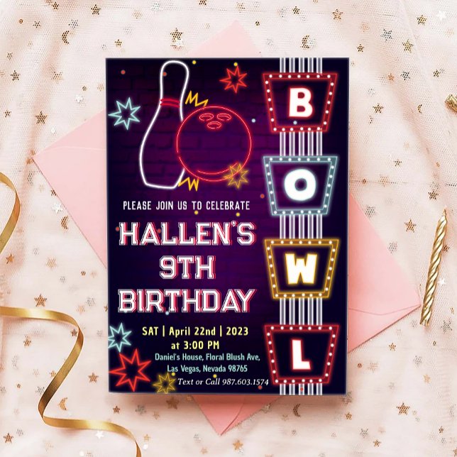Bowling Birthday Party Invitation (Creator Uploaded)