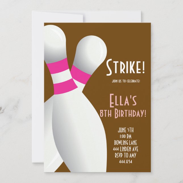 Bowling Birthday Party Invitations (Front)