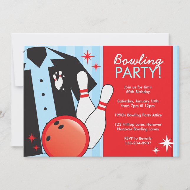 Bowling Birthday Party Invitations (Front)