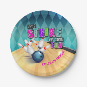 Bowling Birthday Party Plate - Girl