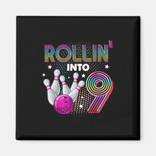 Bowling Birthday Party Rollin Into 9 9th Birthday  Magnet