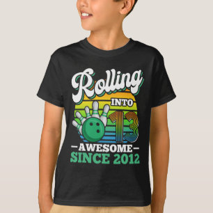 Bowling Birthday Party Rolling Into 13 Years 13th  T-Shirt