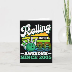 Bowling Birthday Party Rolling Into 20 Years 20th  Card